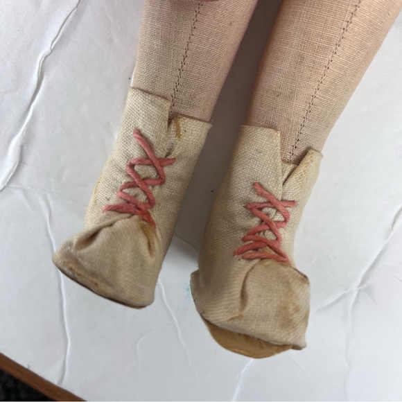 Vintage German celluloid doll-cotton dress-apron - Picture 12 of 13